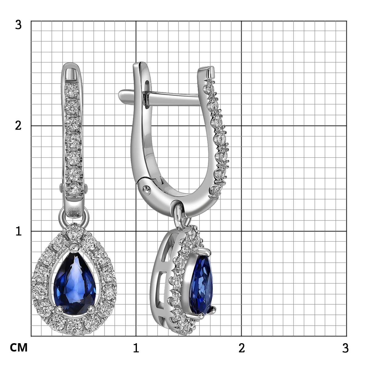 Серьги из белого золота с бриллиантами и сапфирами (062769)