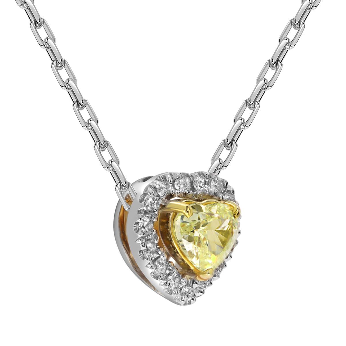 Колье из белого золота с жёлтым бриллиантом 