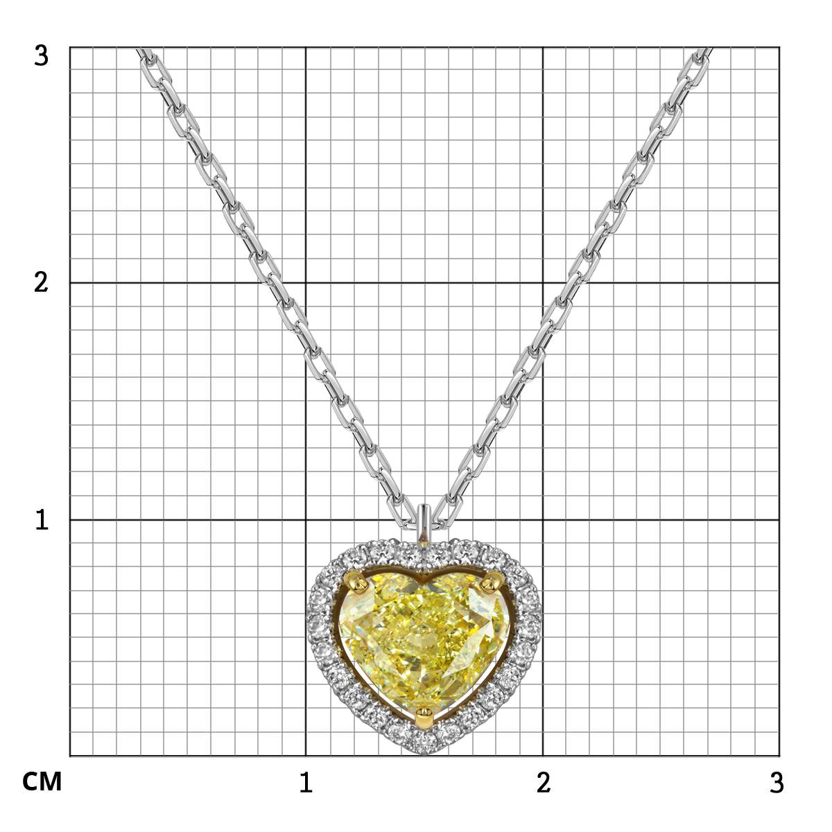 Колье из белого золота с жёлтым бриллиантом 