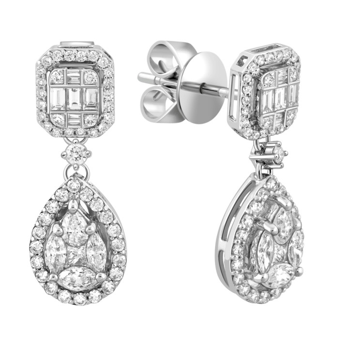 Серьги из белого золота с бриллиантами (049153)