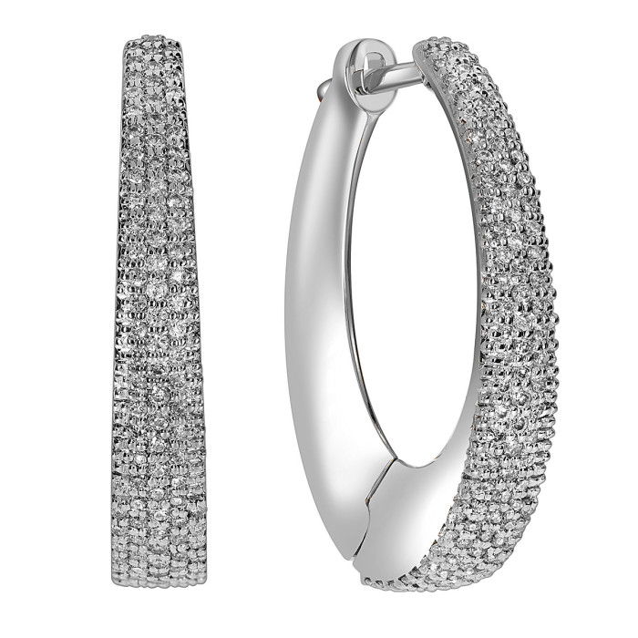 Серьги конго из белого золота с бриллиантами (051978)