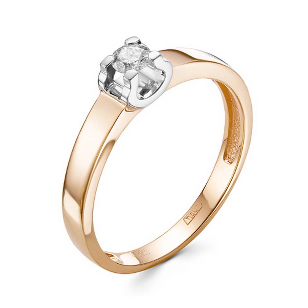 Помолвочное кольцо из комбинированного золота с бриллиантом (050389)
