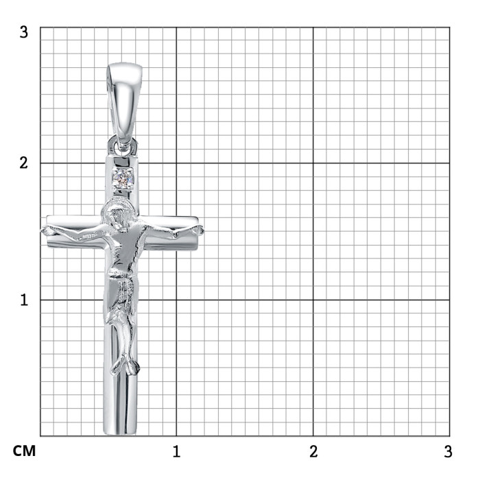 Кулон крест из платины с бриллиантом (051396)