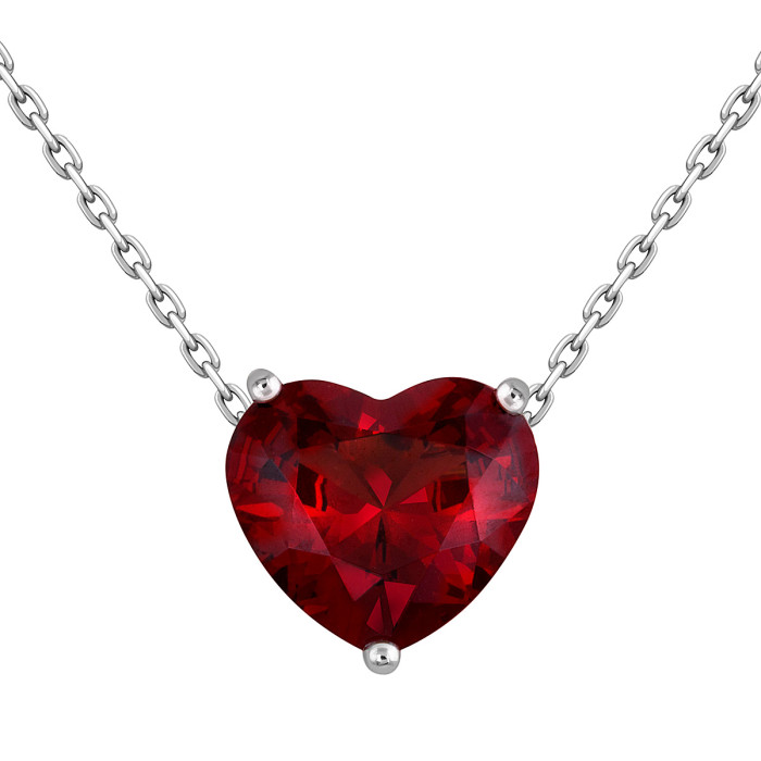 Колье из белого золота с гранатом "Сердце" (060173)
