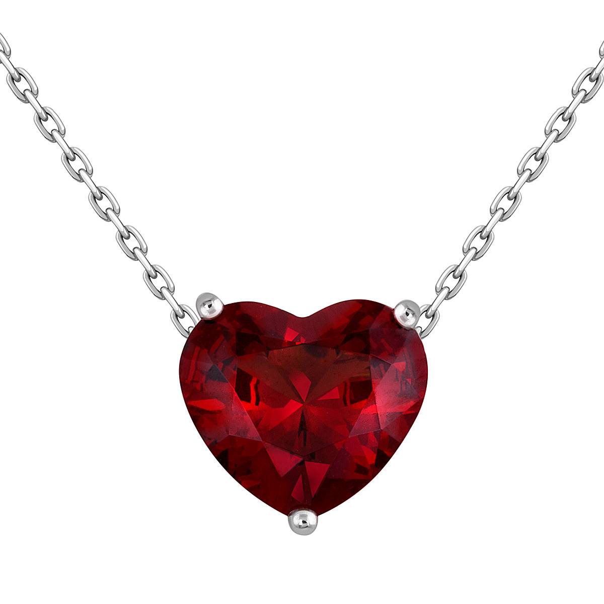 Колье из белого золота с гранатом 
