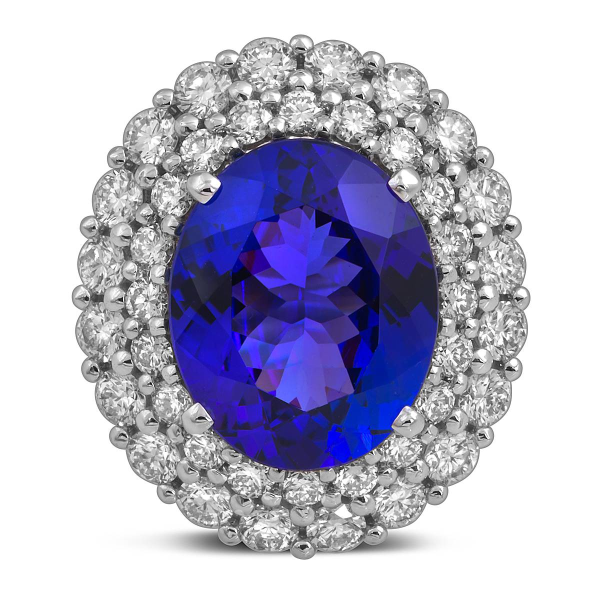 Кольцо из белого золота с бриллиантами и танзанитом (054806)