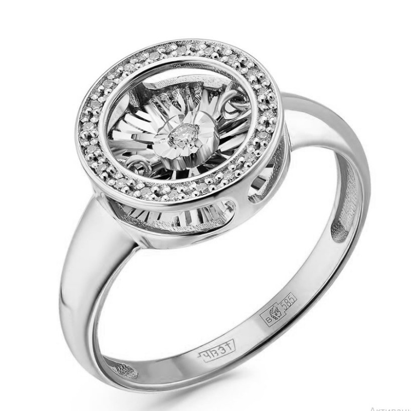 Кольцо из белого золота с бриллиантом (055877)