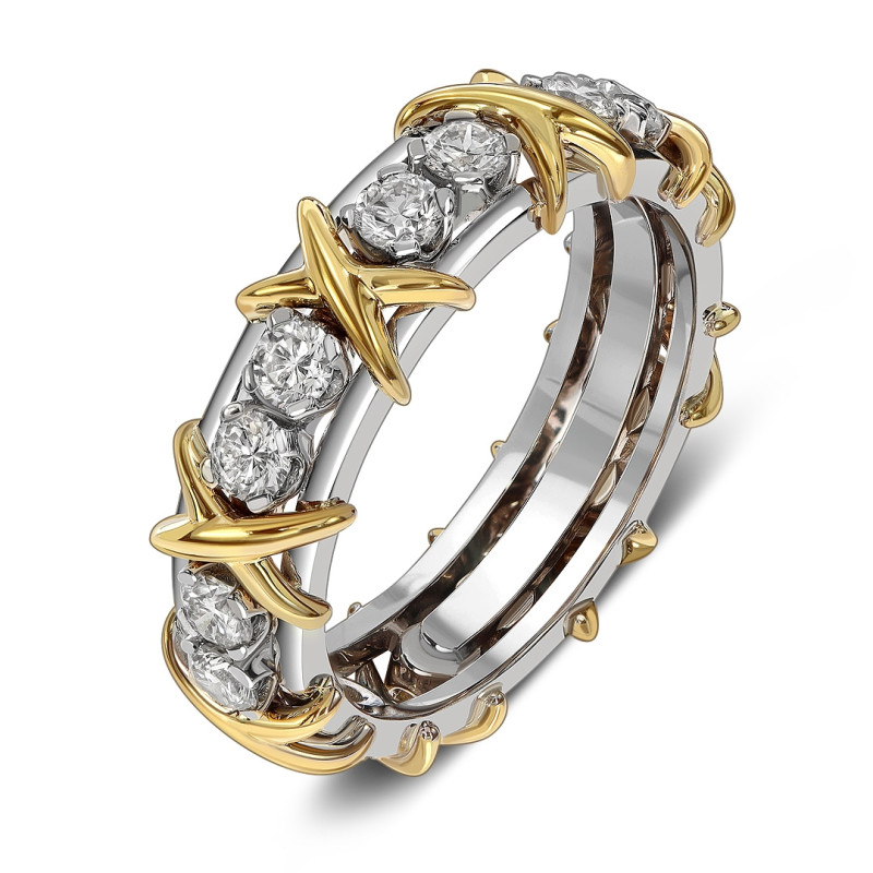 Кольцо из комбинированного золота с бриллиантами (044904)