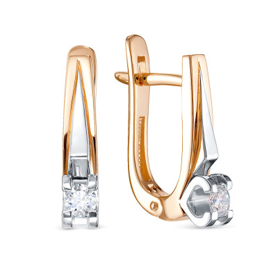 Серьги из комбинированного золота с бриллиантами (052825)