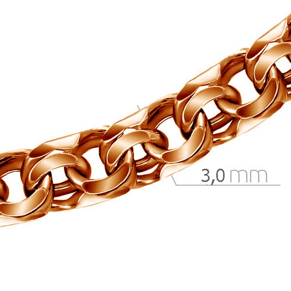 Цепь из красного золота, плетение Бисмарк (053198)