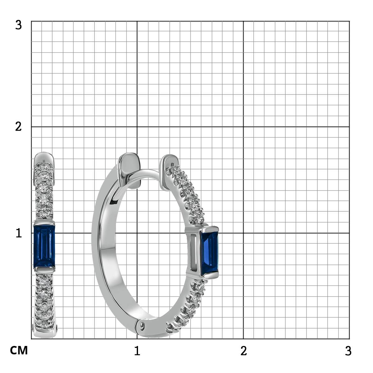 Серьги конго из белого золота с бриллиантами и сапфирами (058532)