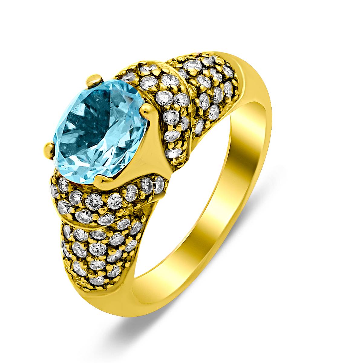 Кольцо из жёлтого золота с бриллиантами и топазом (017533)