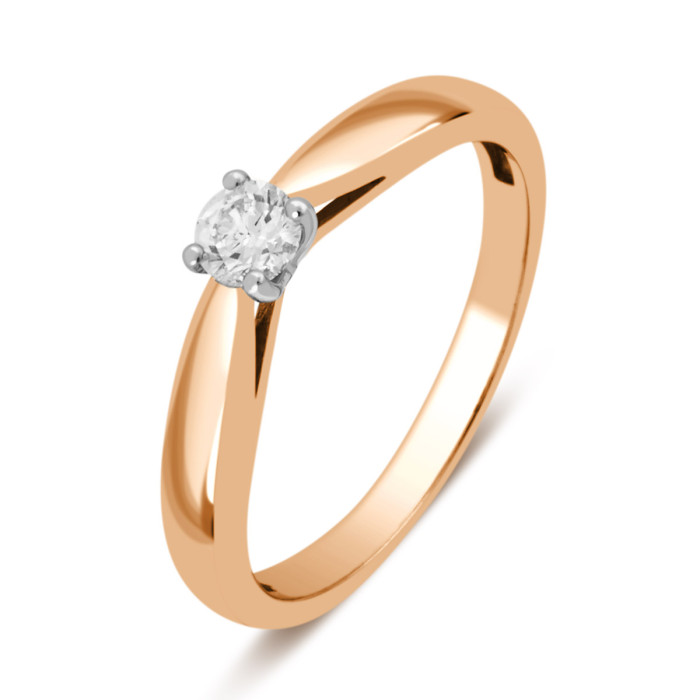 Помолвочное кольцо из красного золота с бриллиантом (039383)