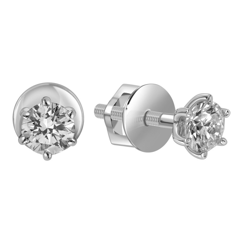 Серьги пусеты из белого золота с бриллиантами (042504)