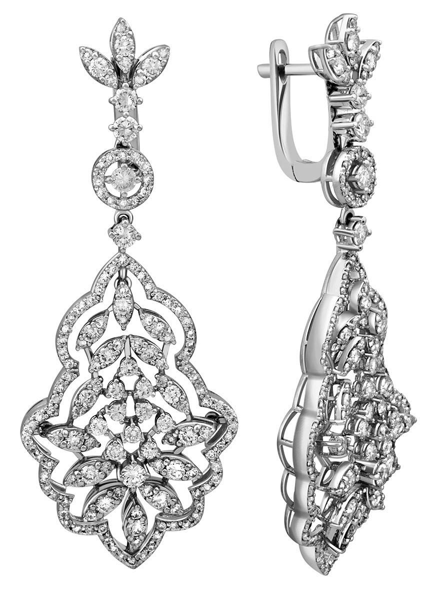 Серьги из белого золота с бриллиантами (025388)