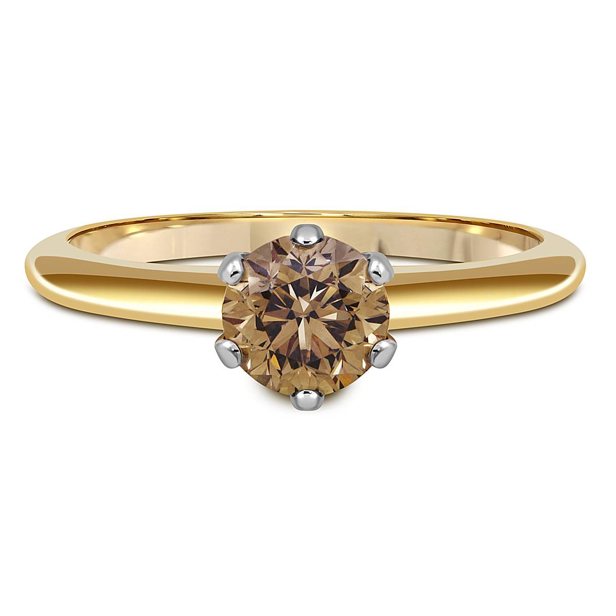 Помолвочное кольцо из жёлтого золота с коричневым бриллиантом (053456)