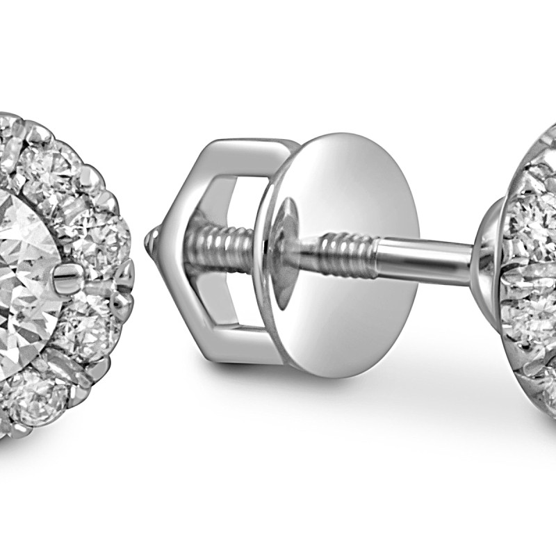 Серьги пусеты из белого золота с бриллиантами (053735)