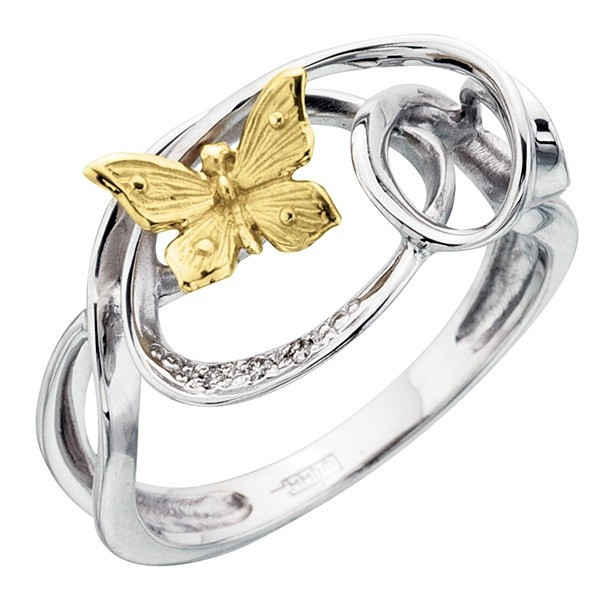 Кольцо из комбинированного золота с бриллиантами (027290)