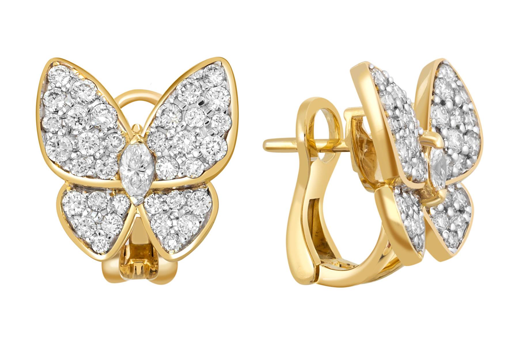 Серьги из жёлтого золота с бриллиантами