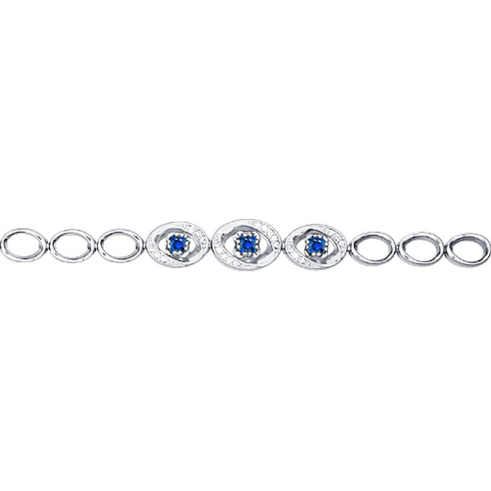 Браслет из белого золота с бриллиантами и сапфирами (025158)