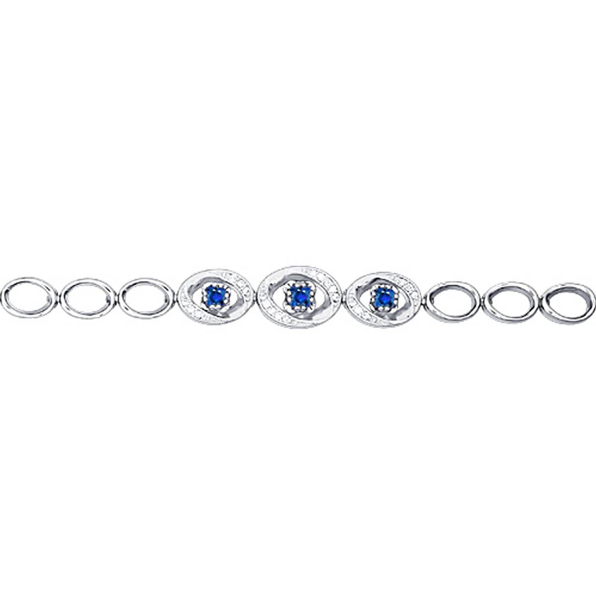 Браслет из белого золота с бриллиантами и сапфирами (025158)