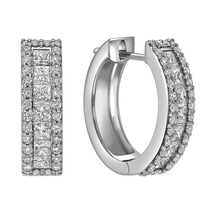Серьги конго из белого золота с бриллиантами  (059909)