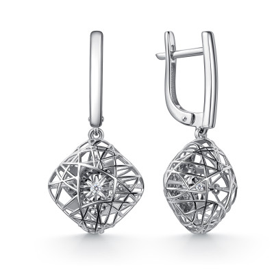 Серьги из белого золота с бриллиантами (063030)