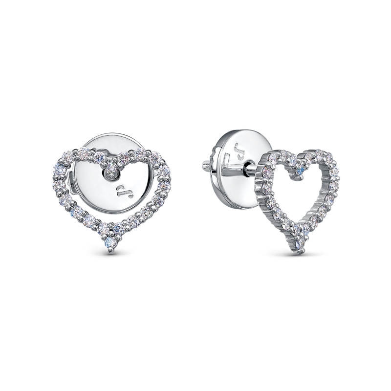 Серьги пусеты из платины с бриллиантами 