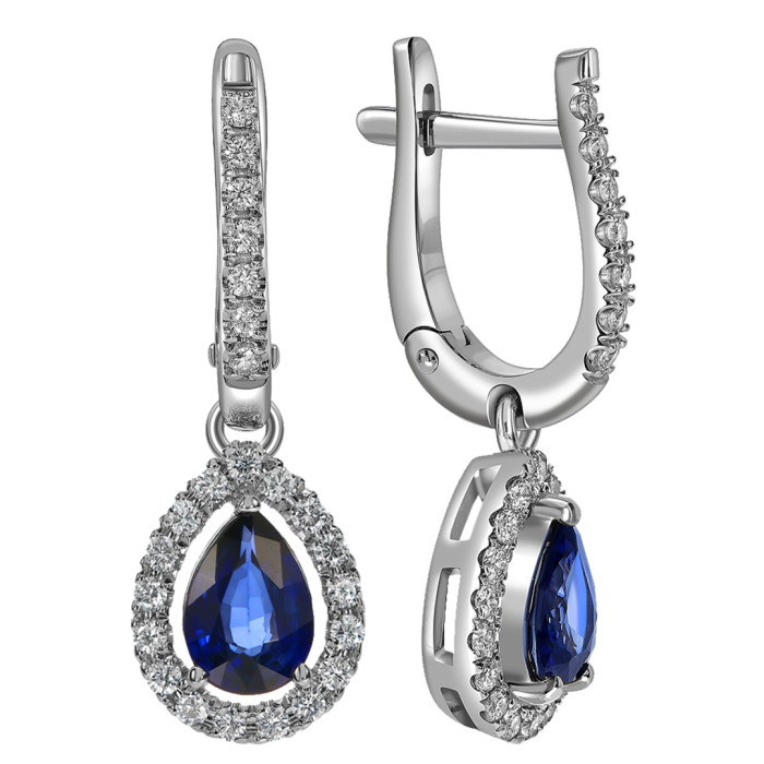Серьги из белого золота с бриллиантами и сапфирами (062775)
