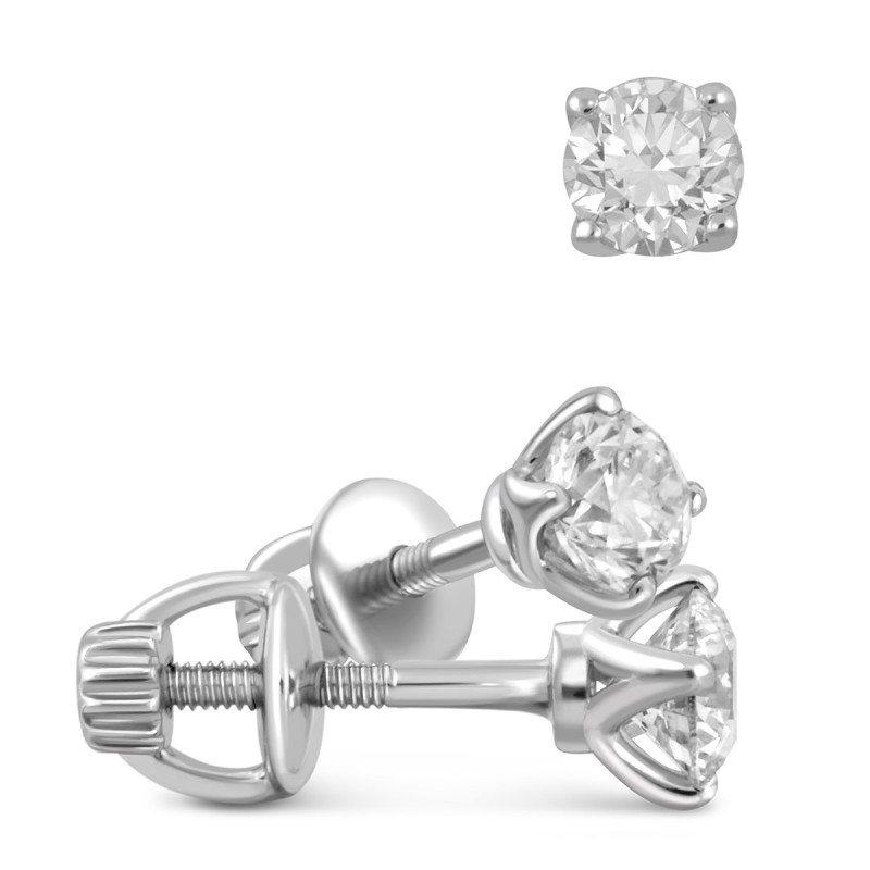 Серьги пусеты из белого золота с бриллиантами (046191) Серьги пусеты из белого золота с бриллиантами (046191)