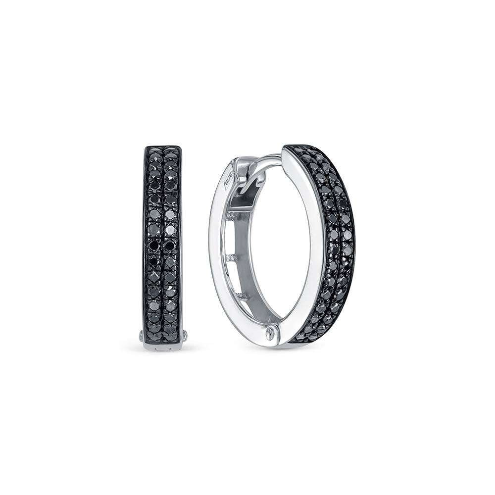 Серьги конго из белого золота с чёрными бриллиантами (053949)