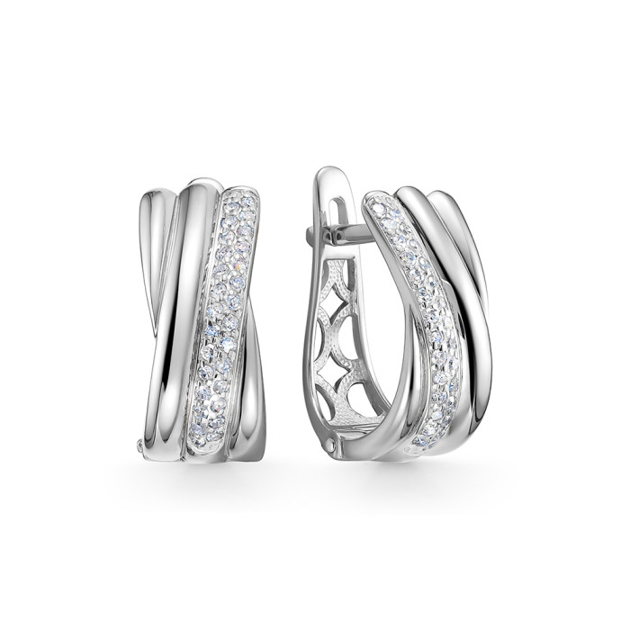 Серьги из белого золота с бриллиантами (054042)
