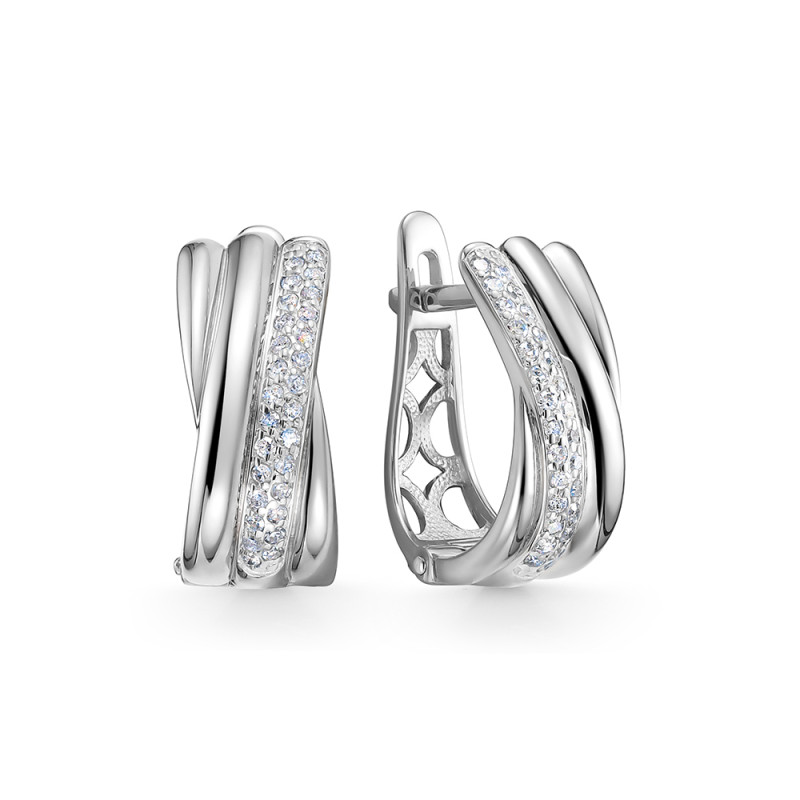 Серьги из белого золота с бриллиантами (054042)