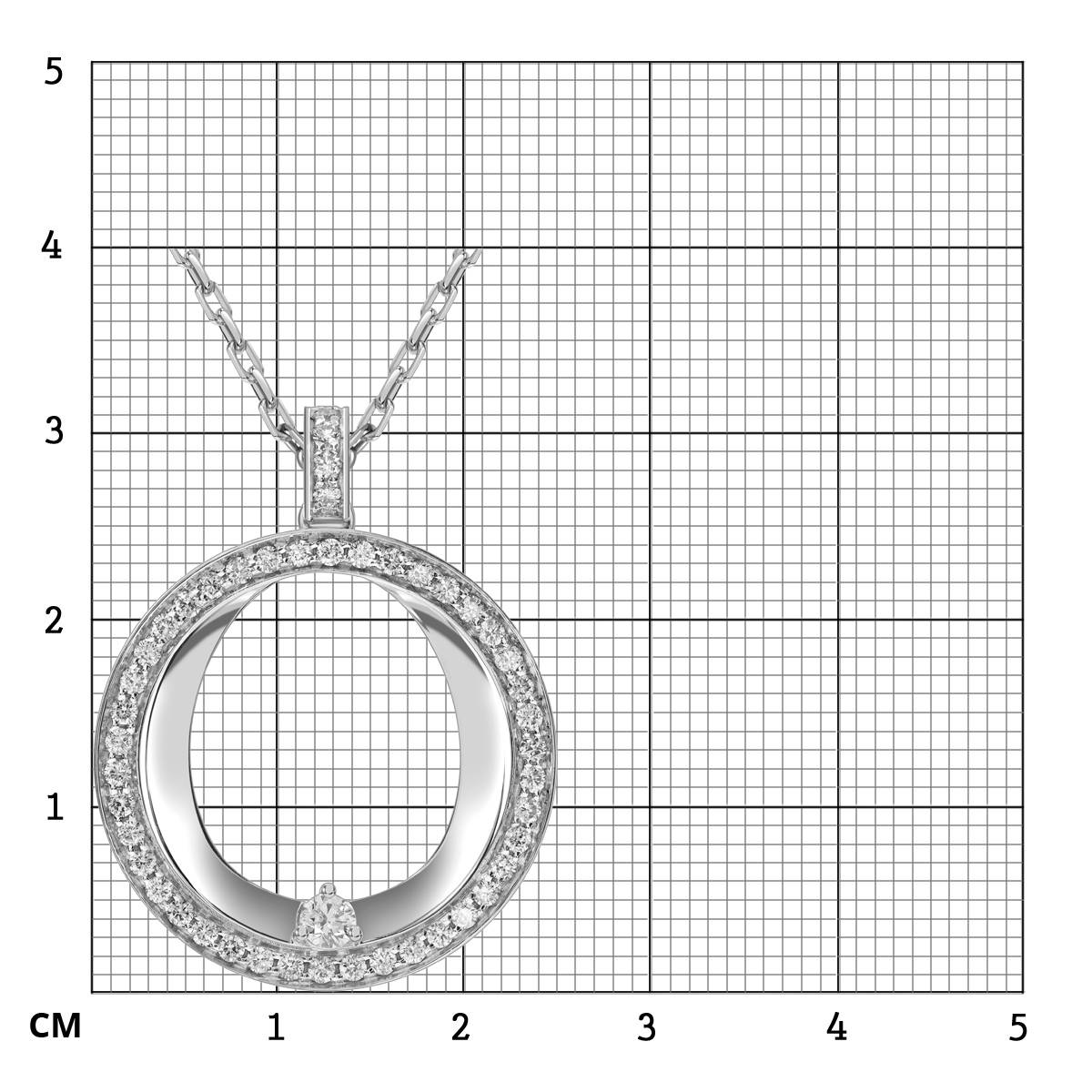 Кулон из белого золота с бриллиантами  (053824)