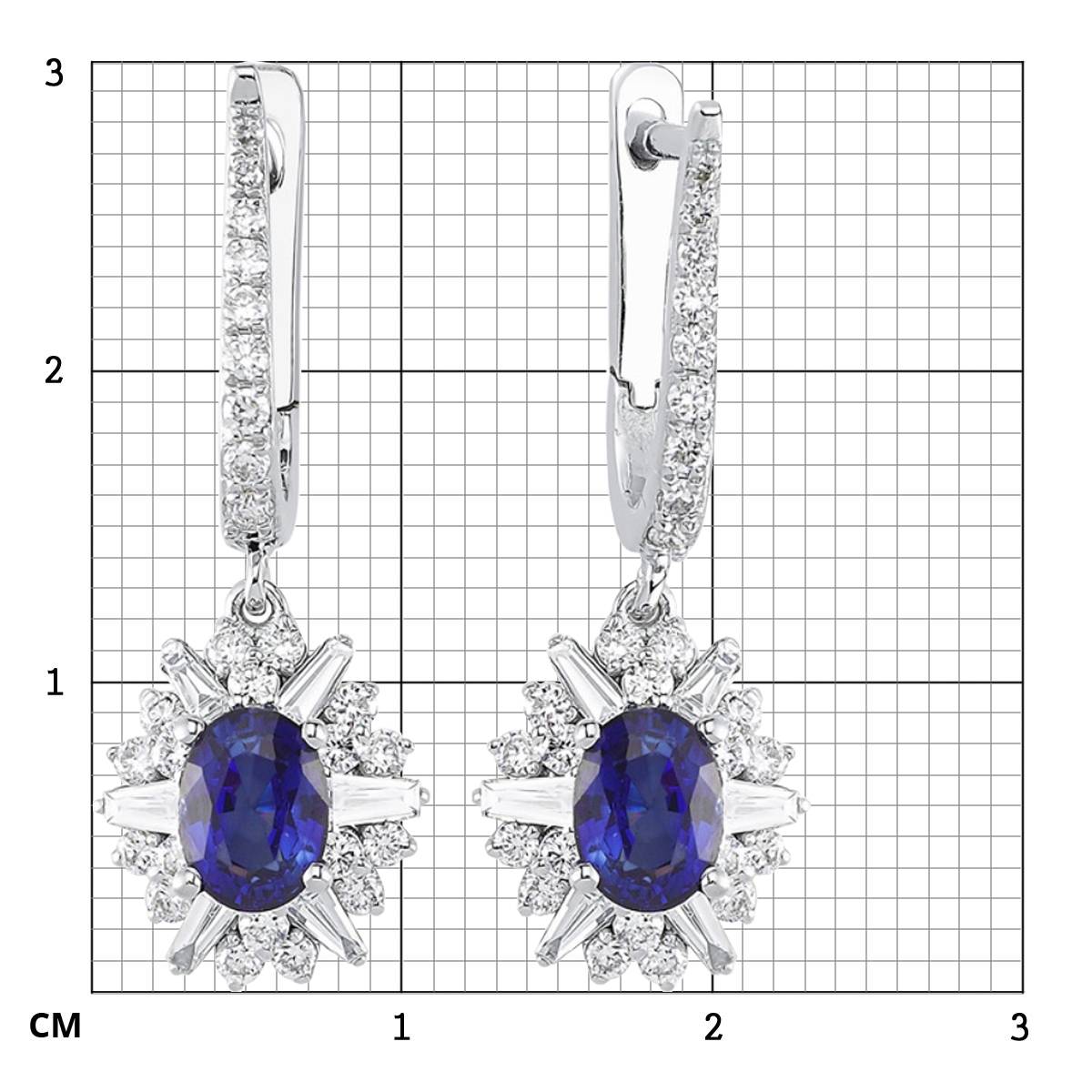 Серьги из белого золота с бриллиантами и сапфирами (050681)
