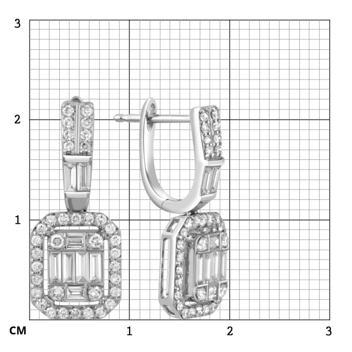 Серьги из белого золота с бриллиантами (046877)