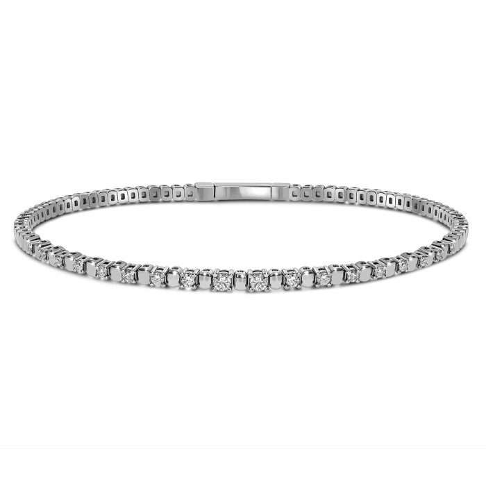 Браслет жёсткий из белого золота с бриллиантами (059375)