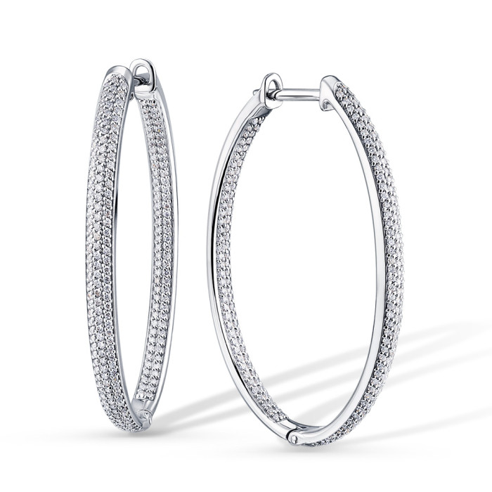 Серьги конго из белого золота с бриллиантами (051115)