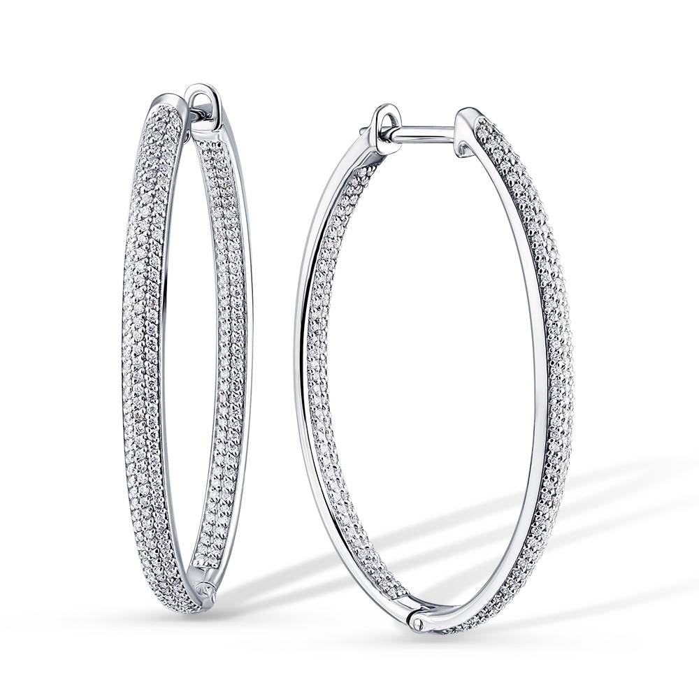 Серьги конго из белого золота с бриллиантами (051115)