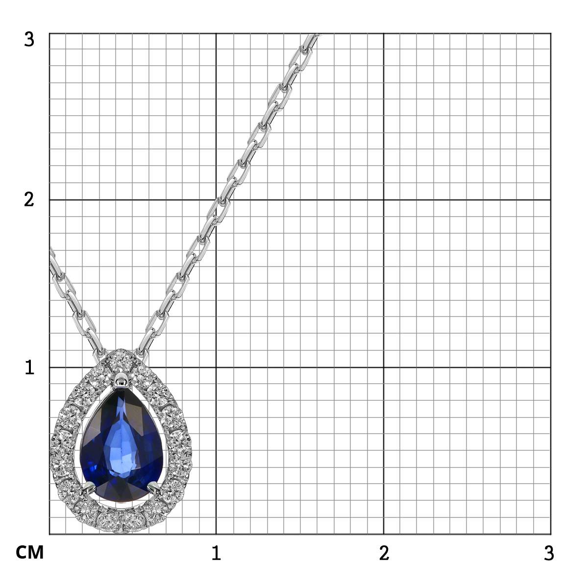Колье из белого золота с бриллиантами и сапфиром (061071)