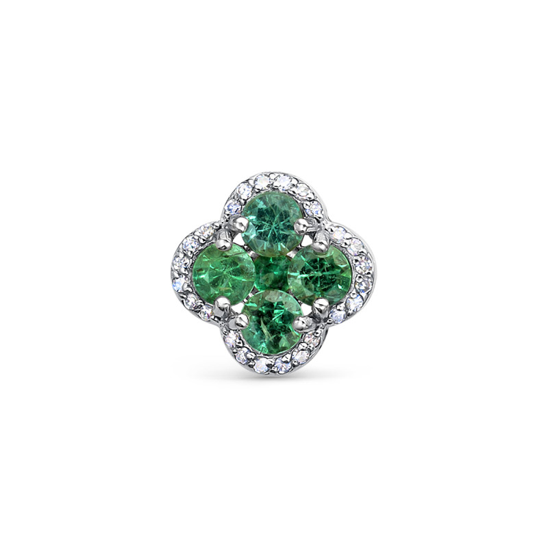 Кулон из белого золота с бриллиантами и изумрудами (055231)