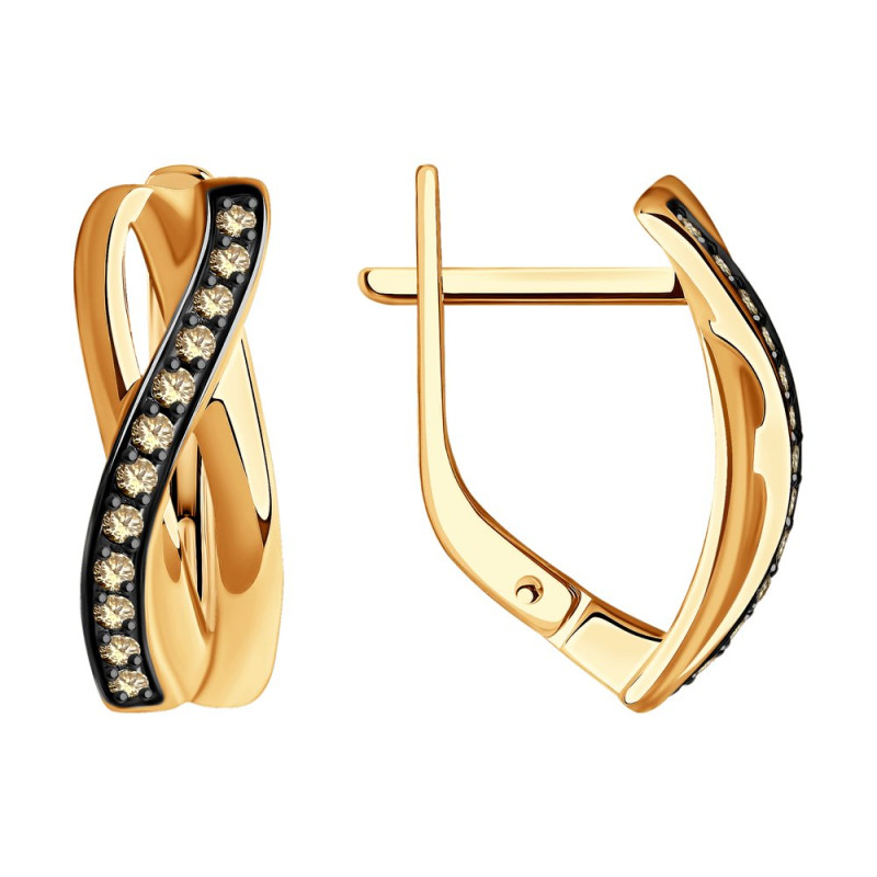 Серьги из красного золота с бриллиантами (045237)