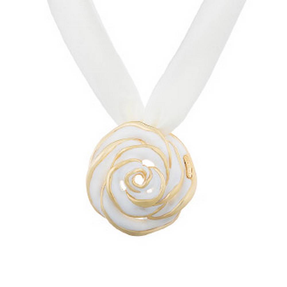 Колье из серебра с эмалью и шёлком 