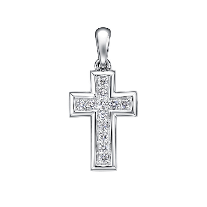 Кулон крест из платины с бриллиантами (057991)