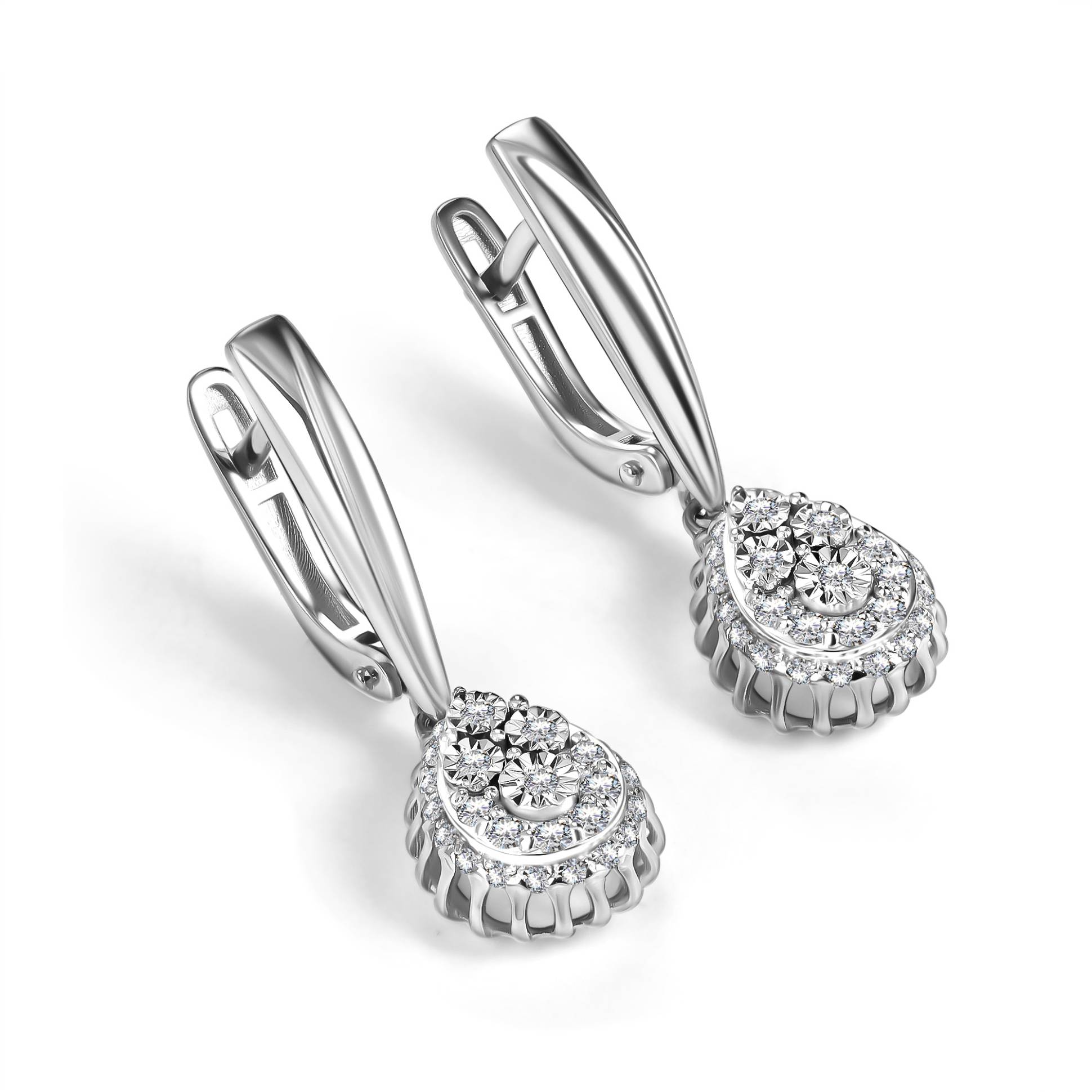 Серьги из белого золота с бриллиантами  (064040)