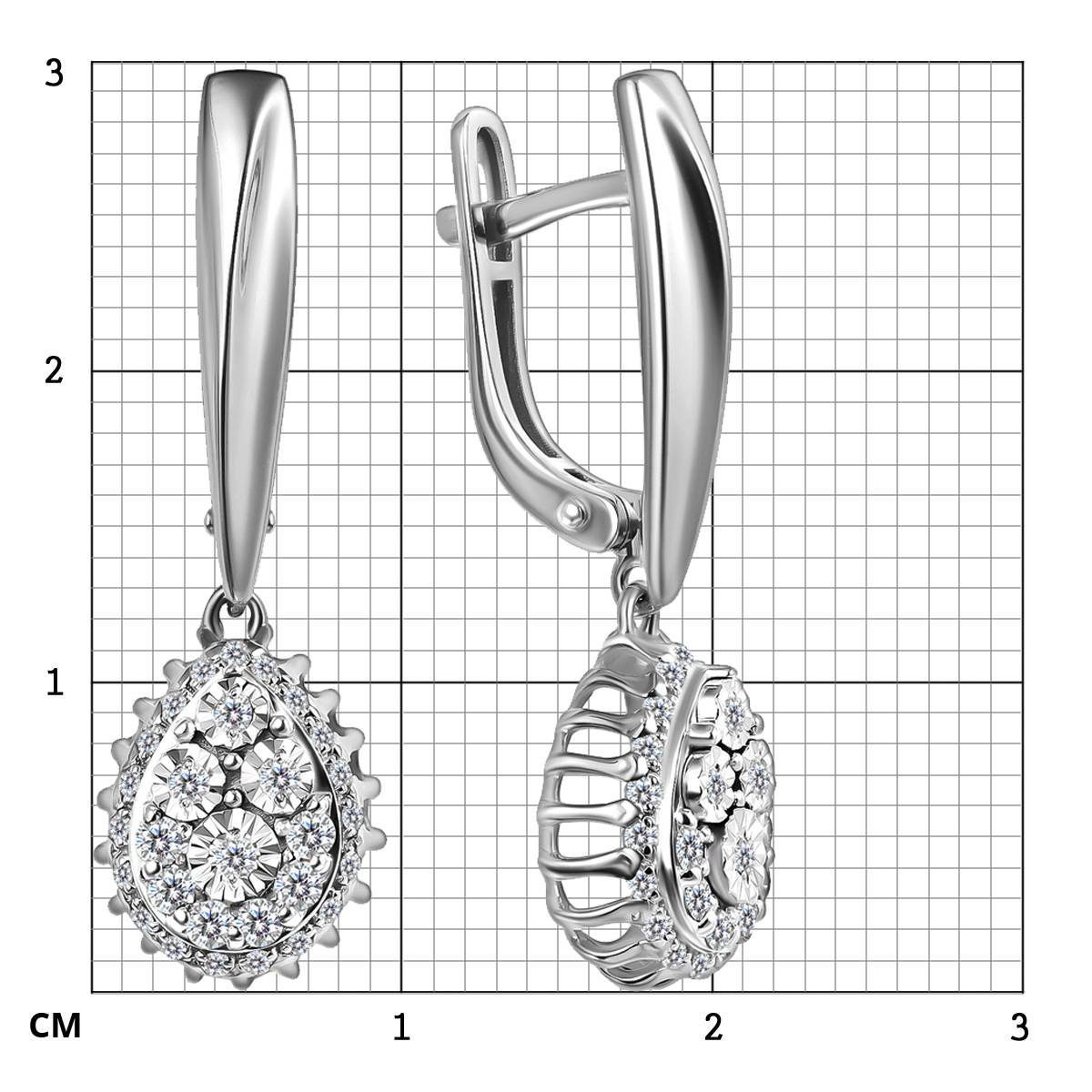 Серьги из белого золота с бриллиантами  (064040)
