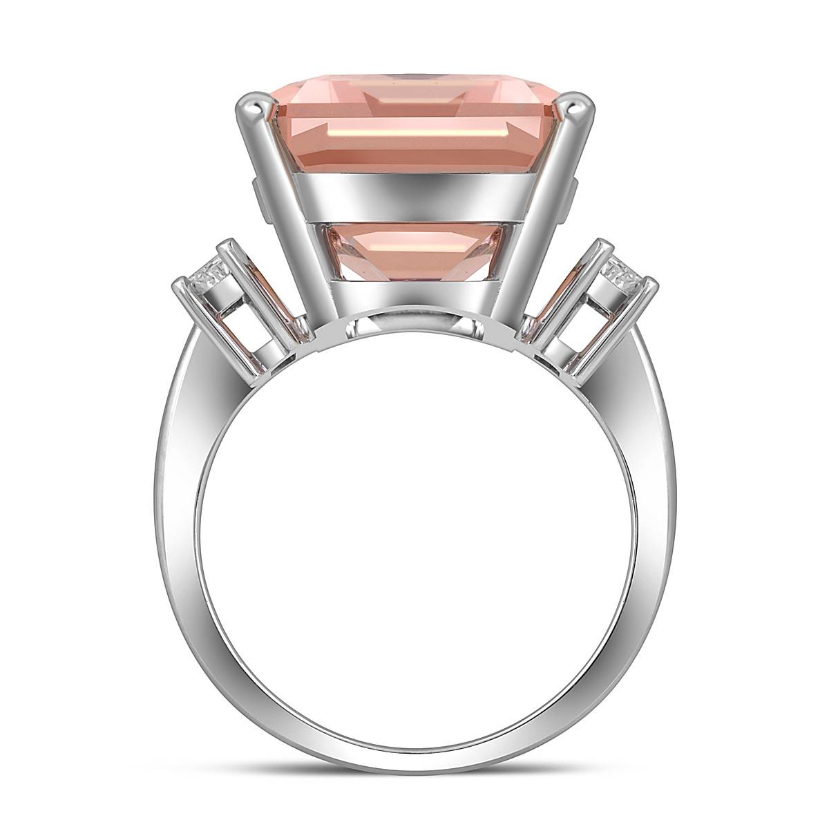 Кольцо из белого золота с бриллиантами и морганитом (054506)