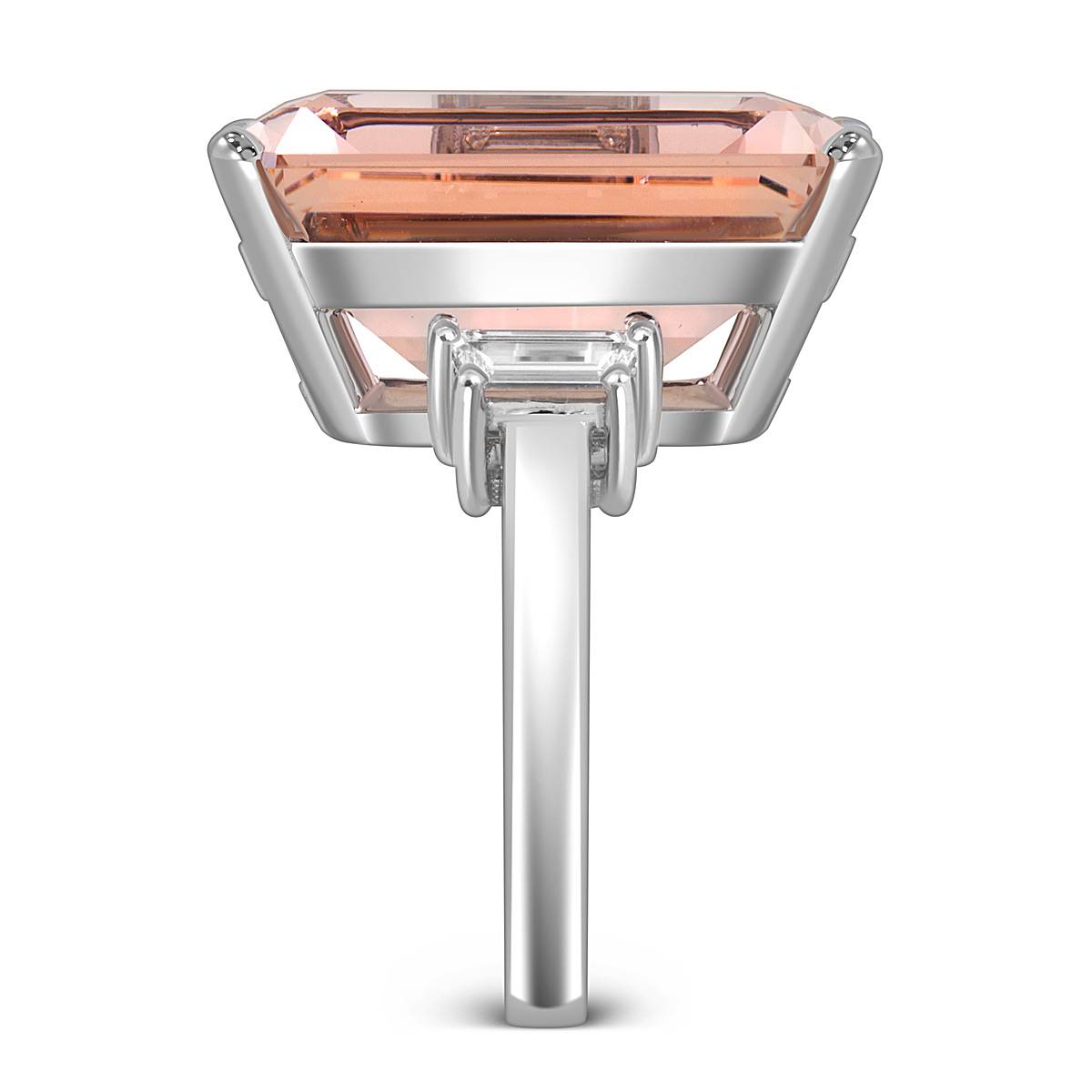 Кольцо из белого золота с бриллиантами и морганитом (054506)