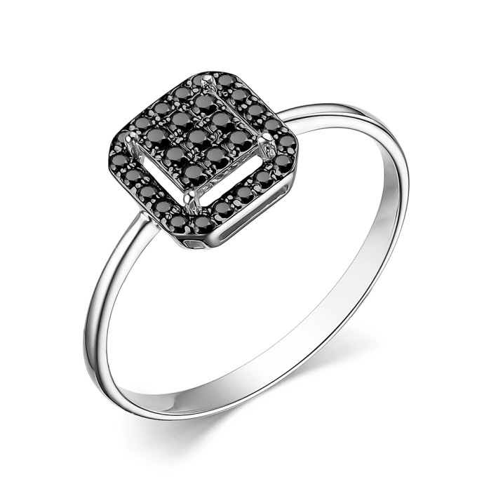 Кольцо из белого золота с чёрными бриллиантами  (060590)