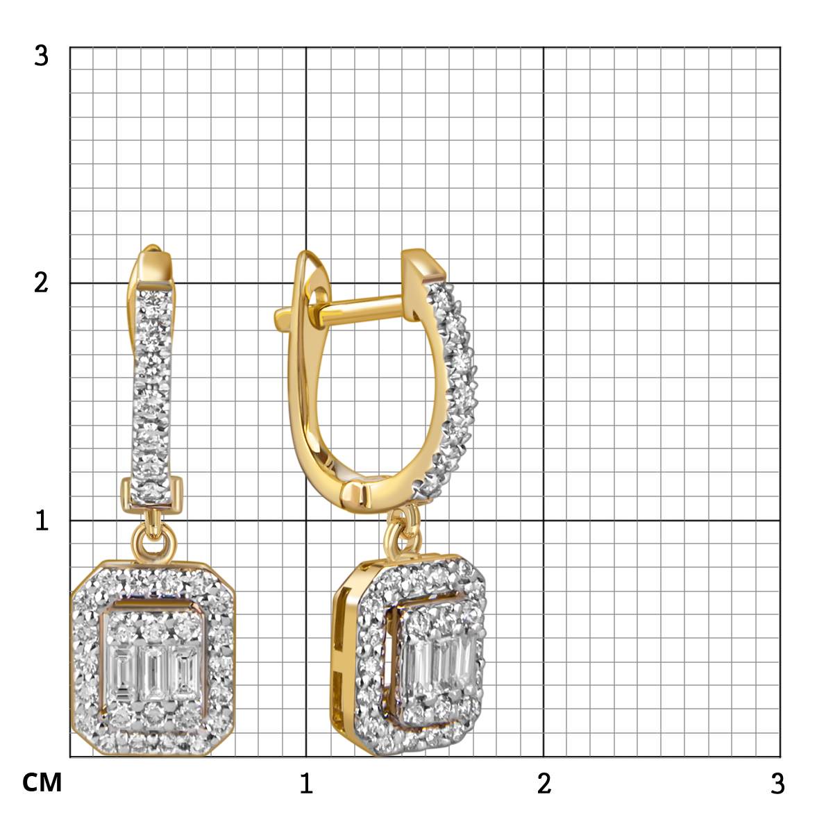 Серьги из жёлтого золота с бриллиантами (059530)